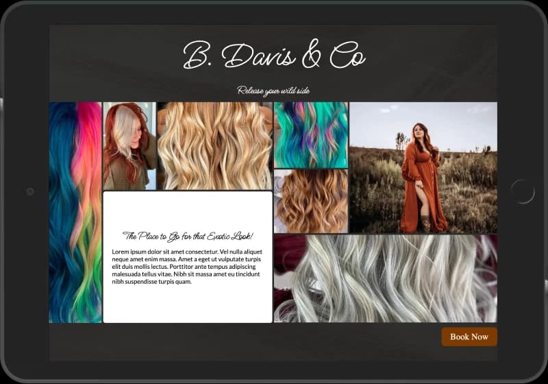 Image of the B. Davis And Co hair studio website